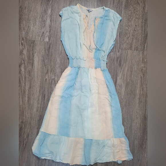 Rails Ashlyn Sunset Gradient Smocked Waist Linen Rayon Blend Dress Pastel XS - Picture 4 of 15